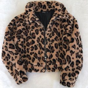Boohoo Cropped Cheetah Jacket